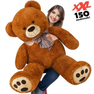 Peluche Orso Gigante XXL BAKAJI 150cm Morbido Marrone