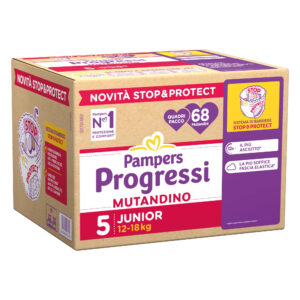 Pannolini Pampers Progressi Mutandino Quadri 5 Junior - Confezione da 68