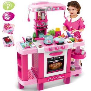 Cucina Giocattolo Bambini BAKAJI con Luci e Suoni 34 Accessori Gioco Rosa